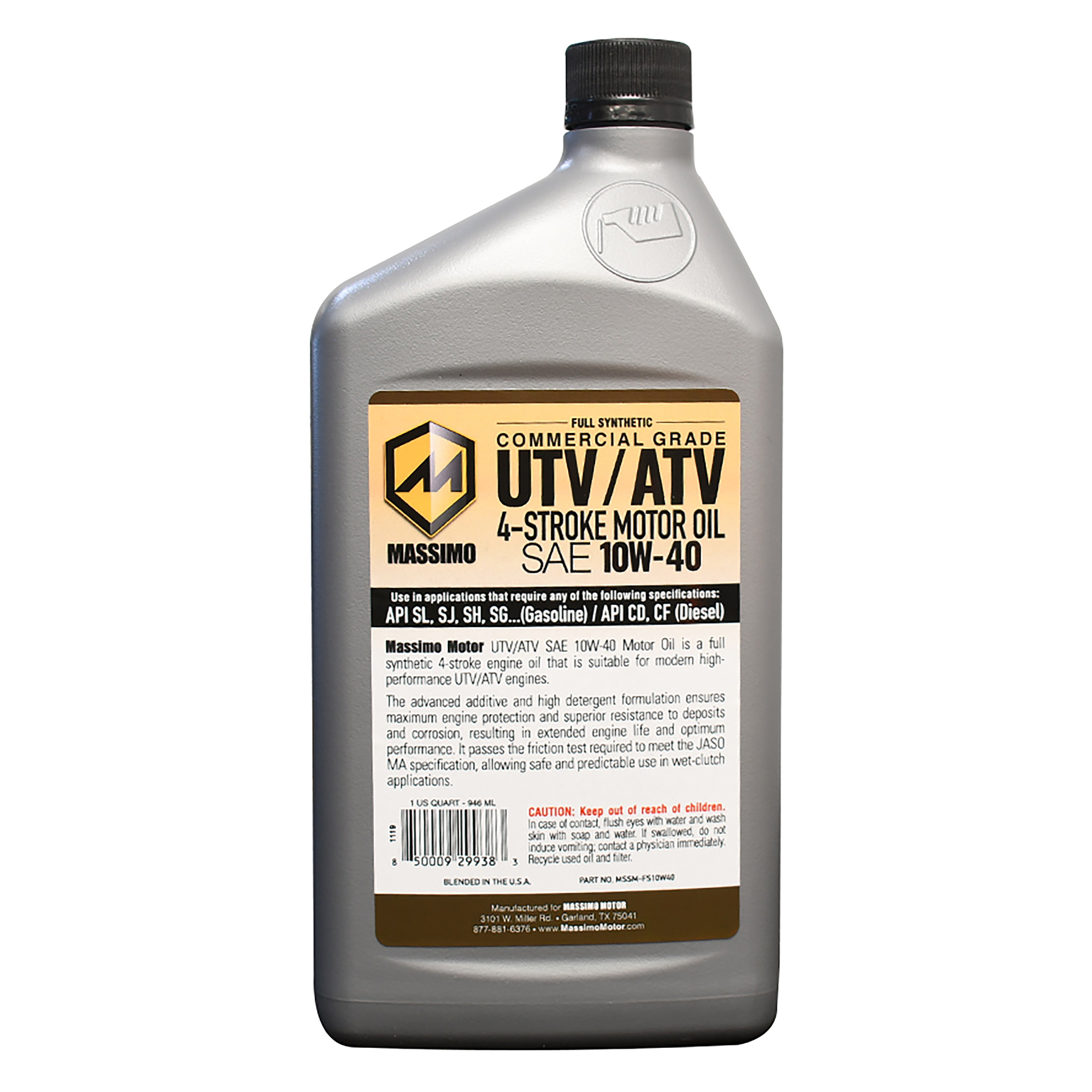Massimo 10W40 Oil; Full SyntheticQuart